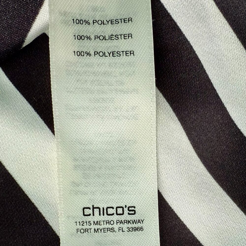 CHICO'S | Black & White Silky Hi-Low Top Sz Small - Picture 6 of 6